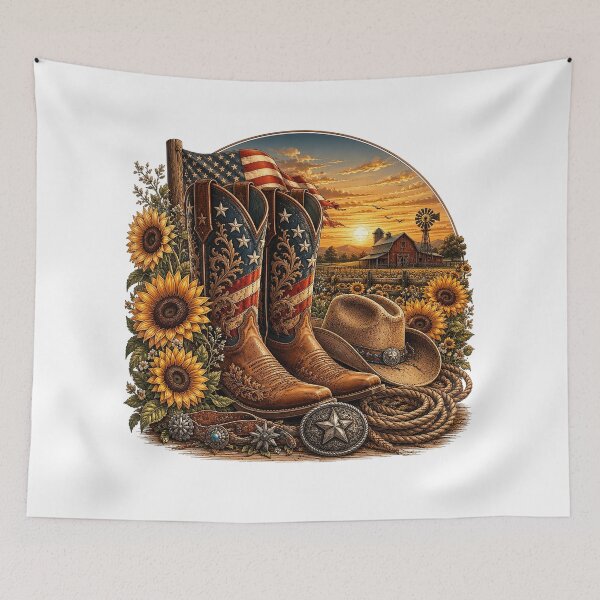 Item preview, Patriotic Cowboy Boots and American Flag designed and sold by PetalGarden.