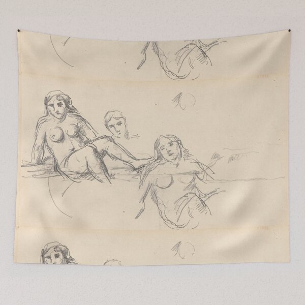 Item preview, Three Female Bathers Pencil Sketch Study designed and sold by artofuniverse.