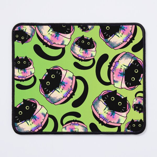 Item preview, Black cat wearing tie dye jacket designed and sold by BritishDelights.