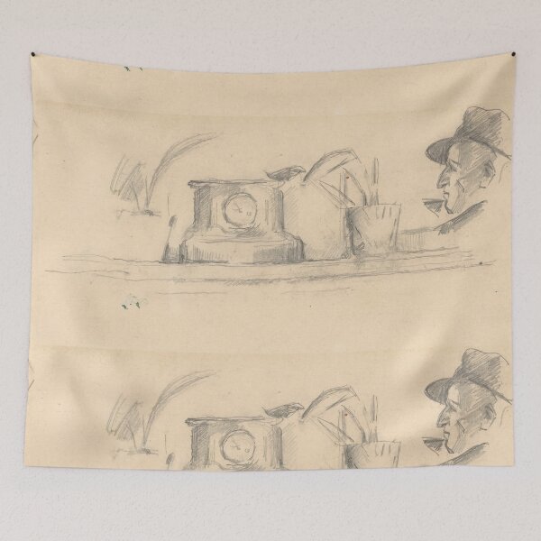Item preview, Mantel Clock and Man in Hat Sketch designed and sold by artofuniverse.