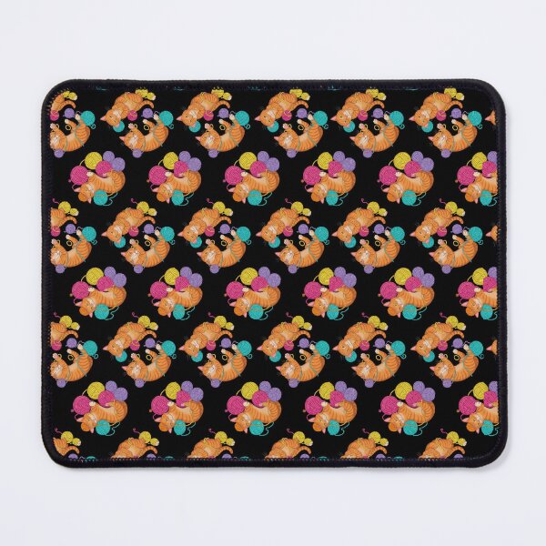 Item preview, Orange Tabby Cats with Yarn Seamless Pattern - Playful Kitty Yarn Design on Black Background designed and sold by Pioneer Spirit Market.