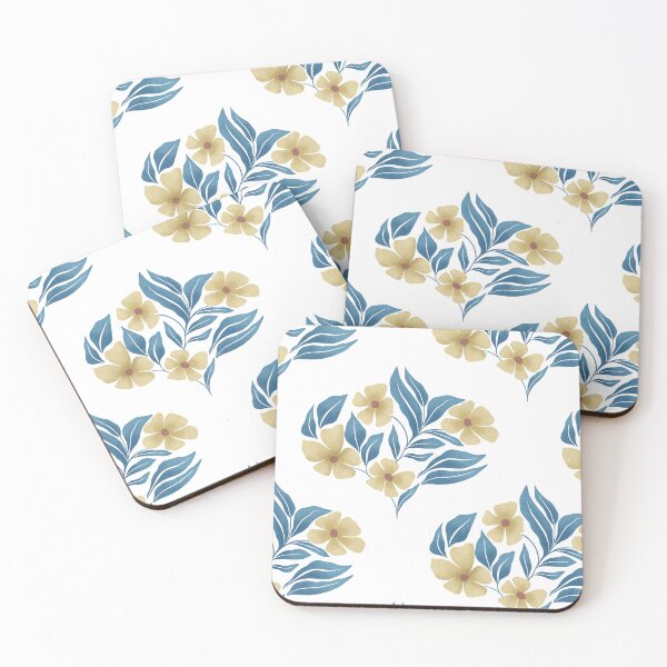 Item preview, Moody Gothic Indigo Blue and Yellow Floral Pattern designed and sold by StoriesInGrain.