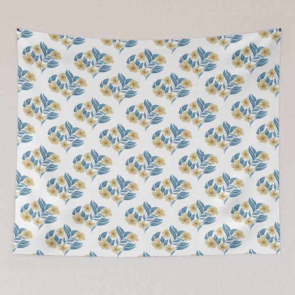 Item preview, Moody Gothic Indigo Blue and Yellow Floral Pattern designed and sold by StoriesInGrain.