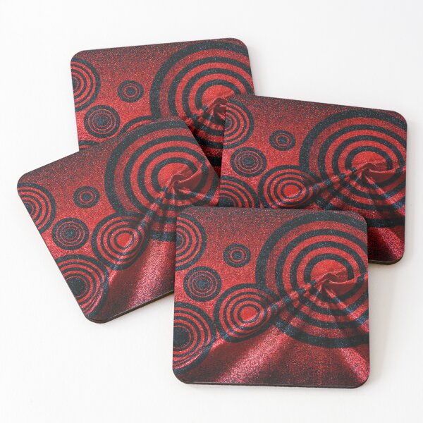 Item preview, Red and Black Ruffled Fabric with Geometric Circles in Chaos designed and sold by JaimeLikes.