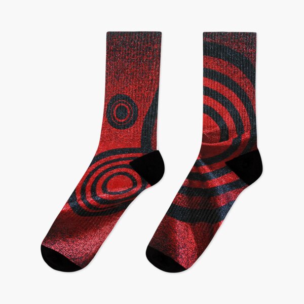 Item preview, Red and Black Ruffled Fabric with Geometric Circles in Chaos designed and sold by JaimeLikes.