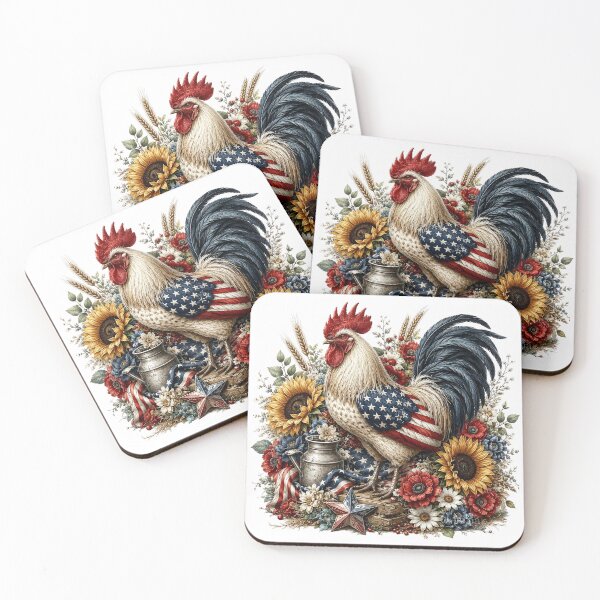Item preview, Patriotic Rooster with American Flag designed and sold by PetalGarden.