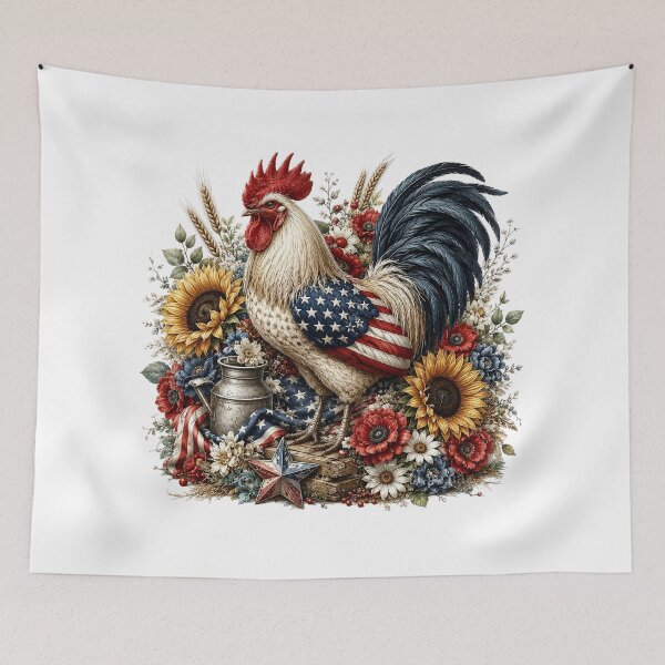 Item preview, Patriotic Rooster with American Flag designed and sold by PetalGarden.