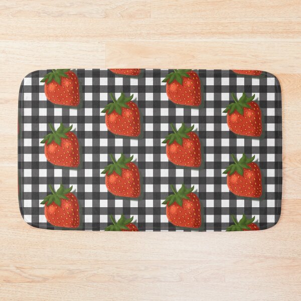 Item preview, Strawberry on black gingham - Rockabilly American diner designed and sold by OhNoNotAgain42.