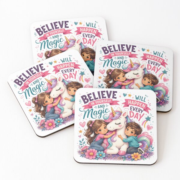 Item preview, Believe in Yourself and Magic Will Happen Every Day – Cute Unicorn Illustration designed and sold by MedRoh.