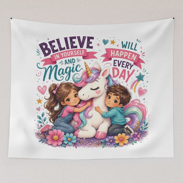 Item preview, Believe in Yourself and Magic Will Happen Every Day – Cute Unicorn Illustration designed and sold by MedRoh.