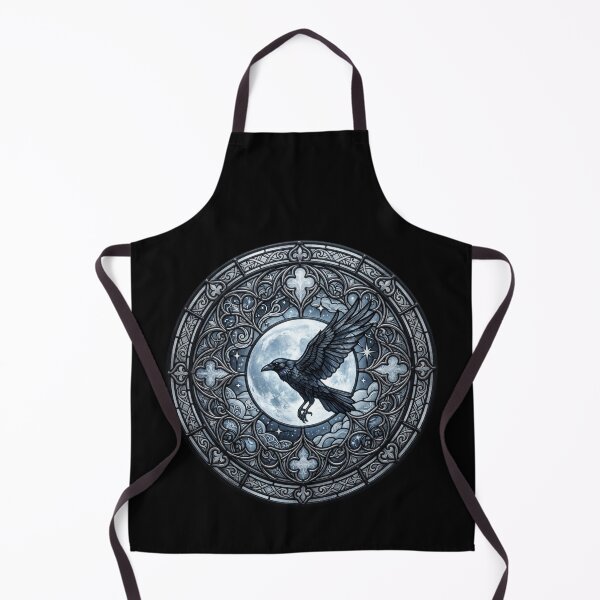 Item preview, Raven Full Moon Stained Glass — Gothic Night Blue Silver designed and sold by David Mateo ArtWorks.