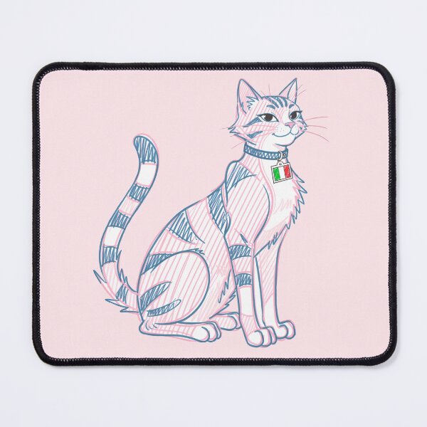 Item preview, Cute Sitting Italian Cat – Tabby with Italian Flag Collar, Pastel Sketch designed and sold by EmeraldeaArt.