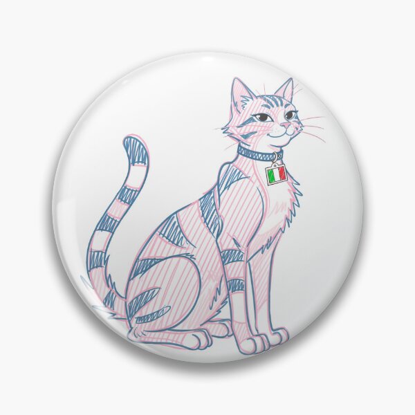 Item preview, Cute Sitting Italian Cat – Tabby with Italian Flag Collar, Pastel Sketch designed and sold by EmeraldeaArt.