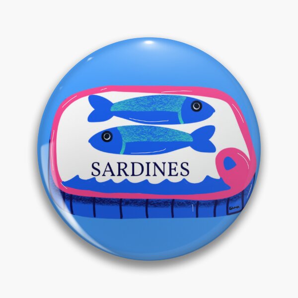 Item preview, Sardines in a tin on blue background designed and sold by giulyz.