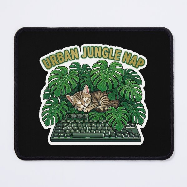 Item preview, Urban Jungle Nap Cozy Cat Desk Plant Design designed and sold by Cat Meme Fund.