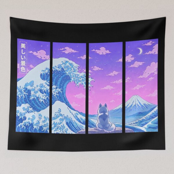 Item preview, Funny Pomsky Japanese Kanagawa Wave Vapor Japan Boys Girls Kids designed and sold by FurryHavenPH.