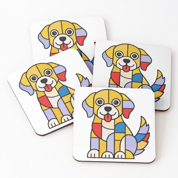 Item preview, T-Shirt - Sticker: Geometric Dog: Mosaic Colors designed and sold by ForeverPrintsOK.