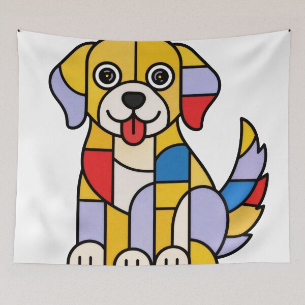 Item preview, T-Shirt - Sticker: Geometric Dog: Mosaic Colors designed and sold by ForeverPrintsOK.
