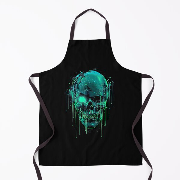 Item preview, Cyberpunk Mecha Skull Glowing Green Neon Laser Eye designed and sold by VectorForge.