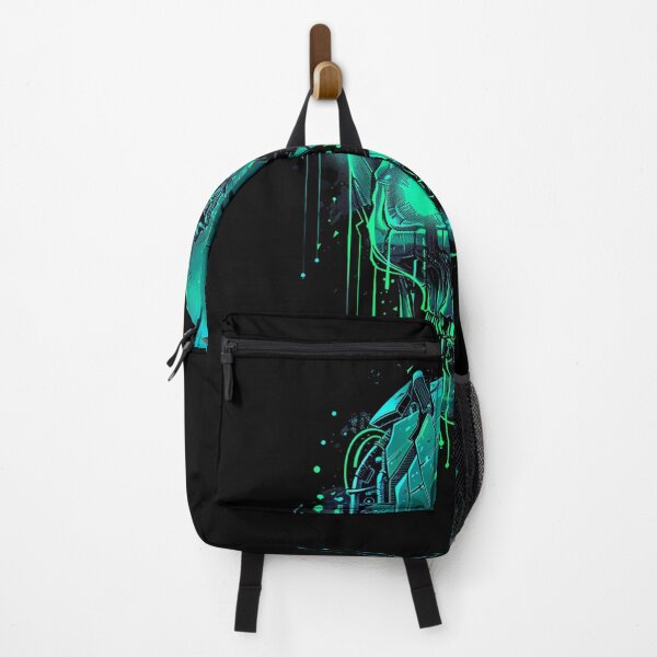 Item preview, Cyberpunk Mecha Skull Glowing Green Neon Laser Eye designed and sold by VectorForge.