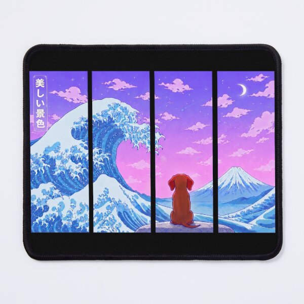 Item preview, Funny Red Dachshund Japanese Kanagawa Wave Vapor Japan Boys Girls Kids designed and sold by FurryHavenPH.