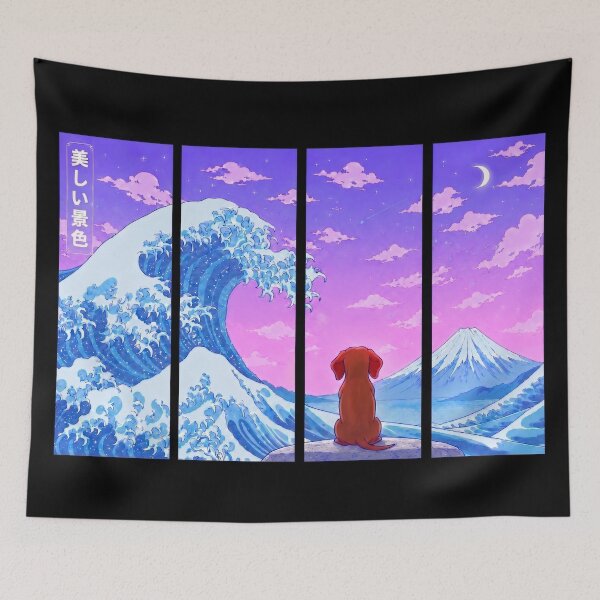 Item preview, Funny Red Dachshund Japanese Kanagawa Wave Vapor Japan Boys Girls Kids designed and sold by FurryHavenPH.