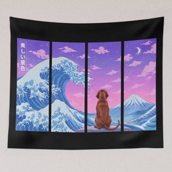 Item preview, Funny Redbone Coonhound Japanese Kanagawa Wave Vapor Japan Boys Girls Kids designed and sold by FurryHavenPH.