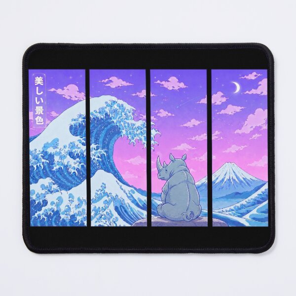 Item preview, Funny Rhinoceros Japanese Kanagawa Wave Vapor Japan Boys Girls Kids designed and sold by FurryHavenPH.