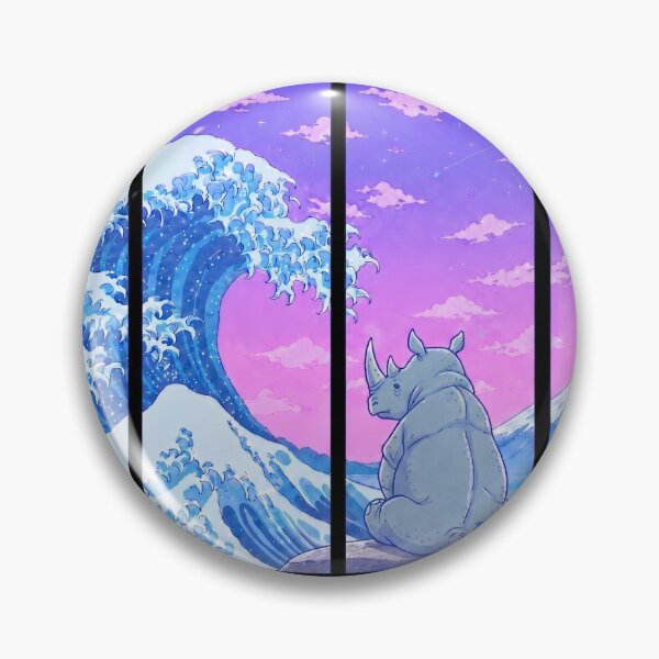 Item preview, Funny Rhinoceros Japanese Kanagawa Wave Vapor Japan Boys Girls Kids designed and sold by FurryHavenPH.