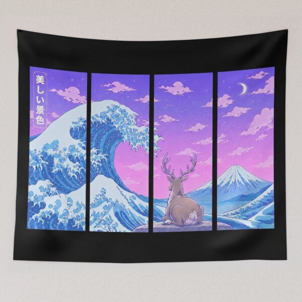 Item preview, Funny Reindeer Japanese Kanagawa Wave Vapor Japan Boys Girls Kids designed and sold by FurryHavenPH.