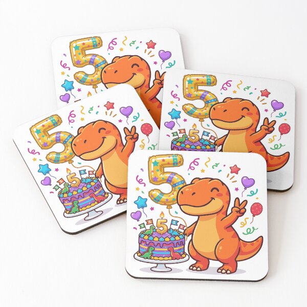 Item preview, Five Saurus orange T-rex 5th birthday dino lover designed and sold by Tronstell.