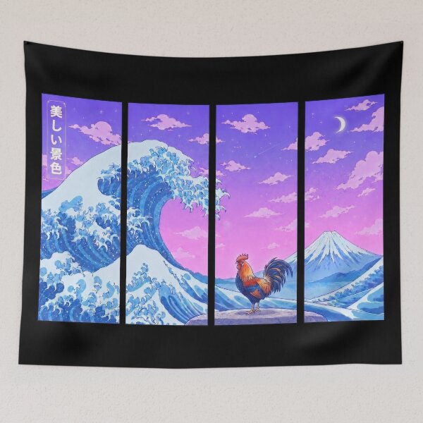 Item preview, Funny Rooster Japanese Kanagawa Wave Vapor Japan Boys Girls Kids designed and sold by FurryHavenPH.