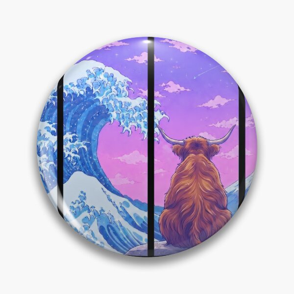 Item preview, Funny Scottish Highland Cow Japanese Kanagawa Wave Vapor Japan Boys Girls Kids designed and sold by FurryHavenPH.