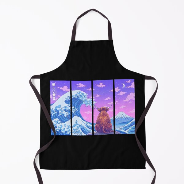 Item preview, Funny Scottish Highland Cow Japanese Kanagawa Wave Vapor Japan Boys Girls Kids designed and sold by FurryHavenPH.