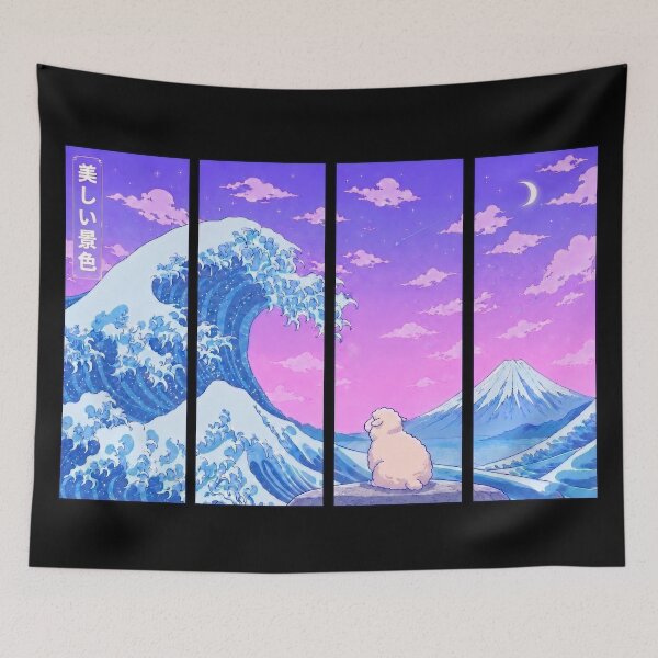 Item preview, Funny Sheep Japanese Kanagawa Wave Vapor Japan Boys Girls Kids designed and sold by FurryHavenPH.