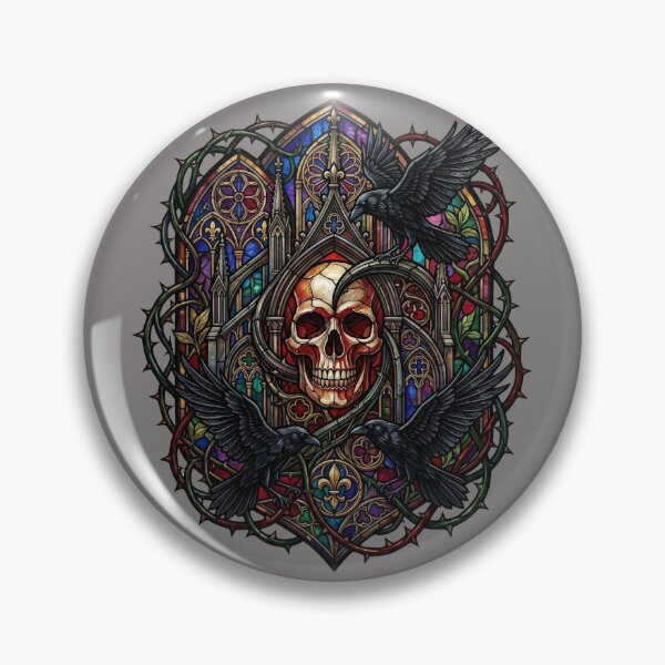 Item preview, Skull Ravens Thorns Stained Glass — Gothic Rainbow Cathedral designed and sold by David Mateo ArtWorks.