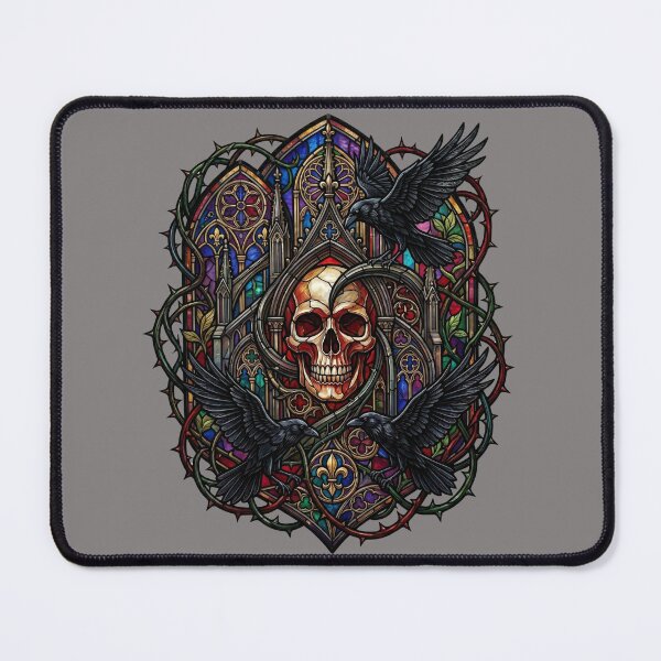 Item preview, Skull Ravens Thorns Stained Glass — Gothic Rainbow Cathedral designed and sold by David Mateo ArtWorks.