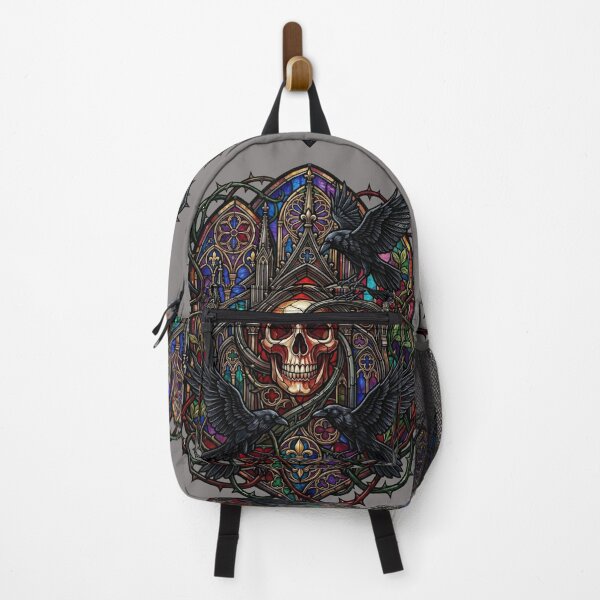 Item preview, Skull Ravens Thorns Stained Glass — Gothic Rainbow Cathedral designed and sold by David Mateo ArtWorks.