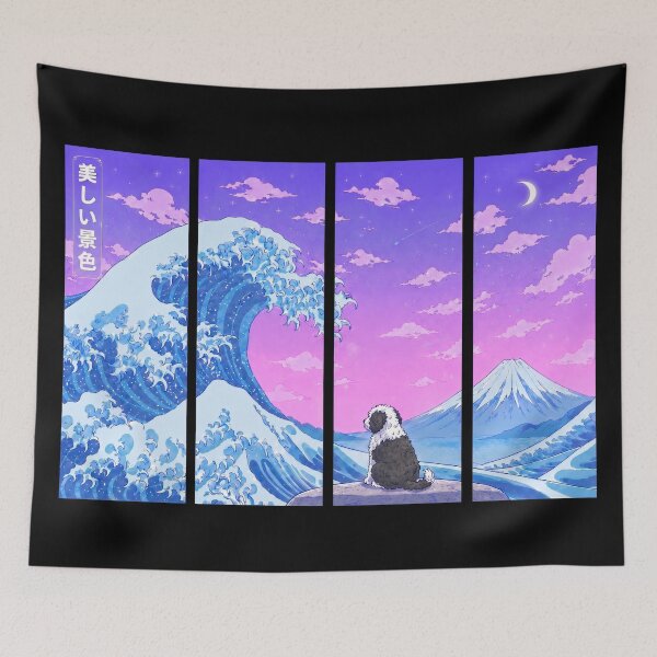 Item preview, Funny Sheepadoodle Japanese Kanagawa Wave Vapor Japan Boys Girls Kids designed and sold by FurryHavenPH.