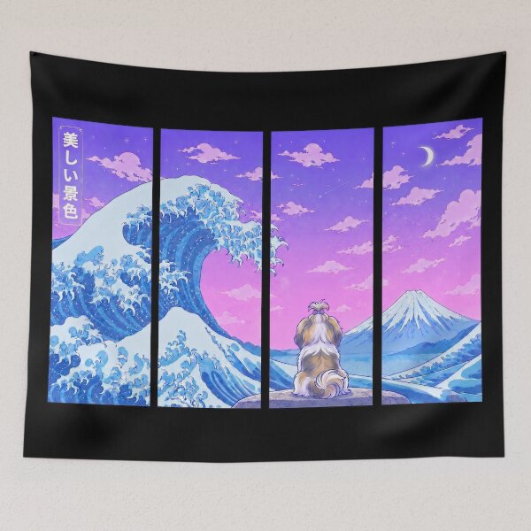 Item preview, Funny Shih Tzu Japanese Kanagawa Wave Vapor Japan Boys Girls Kids designed and sold by FurryHavenPH.