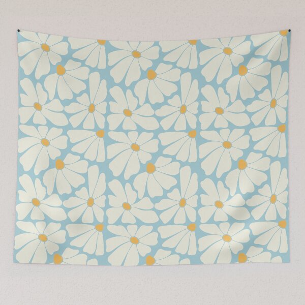 Item preview, Sky Blue Retro Daisy Pattern designed and sold by imaniko.