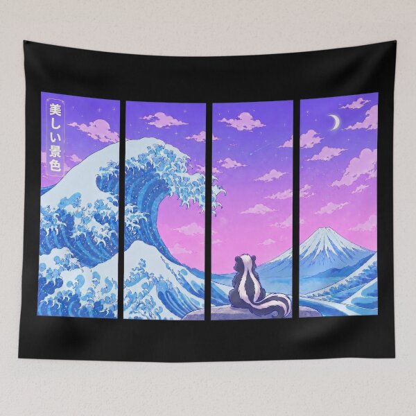 Item preview, Funny Skunk Japanese Kanagawa Wave Vapor Japan Boys Girls Kids designed and sold by FurryHavenPH.