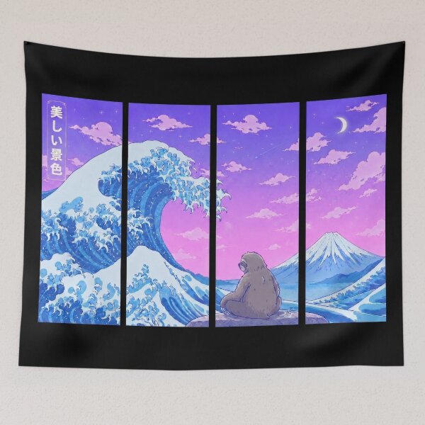 Item preview, Funny Sloth Japanese Kanagawa Wave Vapor Japan Boys Girls Kids designed and sold by FurryHavenPH.