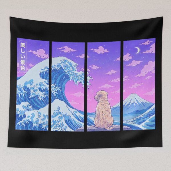 Item preview, Funny Soft Coated Wheaten Terrier Japanese Kanagawa Wave Vapor Japan Boys Girls Kids designed and sold by FurryHavenPH.