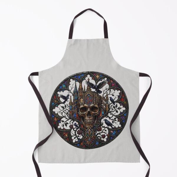 Item preview, Skull Cathedral Ravens Stained Glass — Gothic Multicolor Architecture designed and sold by David Mateo ArtWorks.