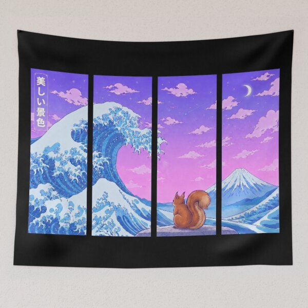 Item preview, Funny Squirrel Japanese Kanagawa Wave Vapor Japan Boys Girls Kids designed and sold by FurryHavenPH.