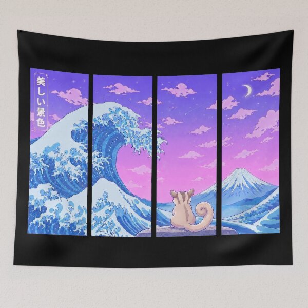 Item preview, Funny Sugar Glider Japanese Kanagawa Wave Vapor Japan Boys Girls Kids designed and sold by FurryHavenPH.