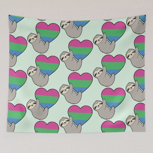Item preview, Polysexual Pride Sloth Hugging Heart - LGBTQ+ Pride Design designed and sold by Cannaxes Studio.