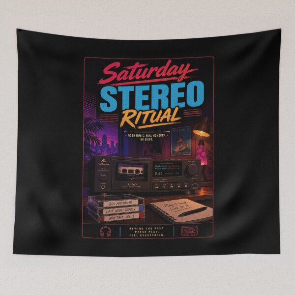 Item preview, Saturday Stereo Ritual Retro Cassette Poster  designed and sold by Sketchlegacy.