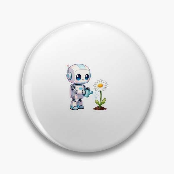 Item preview, Robot Celebrating a Flower's First Bloom designed and sold by OksArtStudio.